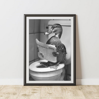 60 Second Makeover Limited Duck On The Toilet Animal Print A3 Size from B&Q