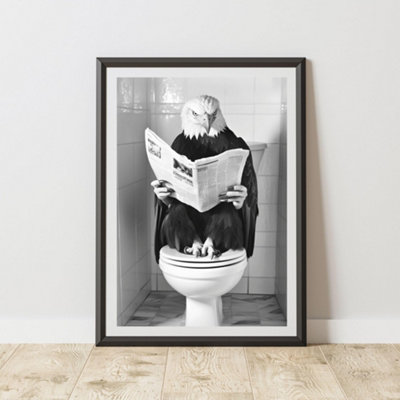 60 Second Makeover Limited Eagle On The Toilet Animal Print A3 Size from B&Q