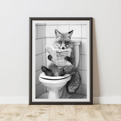 60 Second Makeover Limited Fox On The Toilet Quirky Animal Print Bathroom Accessories Wall Art Posters Pictures For Bathroom Walls Home Accessories Home Decoration Funny Humorous No Frame - A3 - Image 3