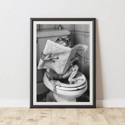 60 Second Makeover Limited Frog On The Toilet Animal Print A3 Size from B&Q