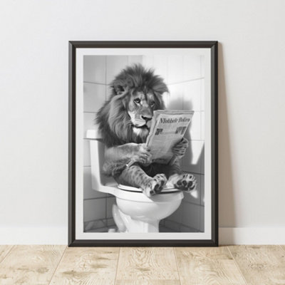 60 Second Makeover Limited Lion On The Toilet Animal Print A4 Size from B&Q