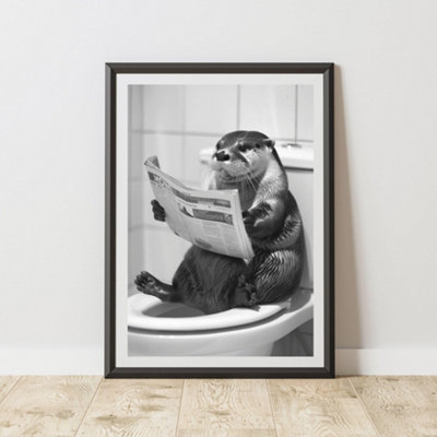 60 Second Makeover Limited Otter On The Toilet Animal Print A4 Size from B&Q
