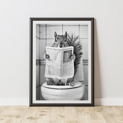 60 Second Makeover Limited Squirrel On The Toilet Animal Print A4 Size from B&Q