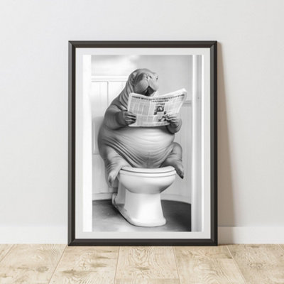 60 Second Makeover Limited Walrus On The Toilet Animal Print A4 Size from B&Q