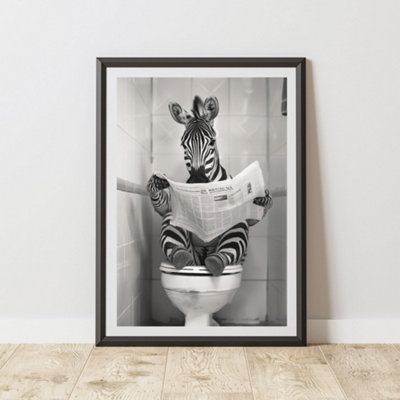 60 Second Makeover Limited Zebra On The Toilet Animal Print A3 Size from B&Q