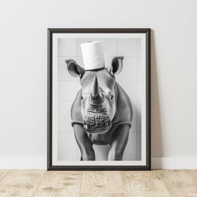 60 Second Makeover Limited Rhino Toilet Roll Animal Print A3 Size from B&Q