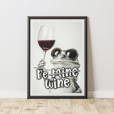 60 Second Makeover Limited Funny Frog Be Wine Print A3 Size from B&Q