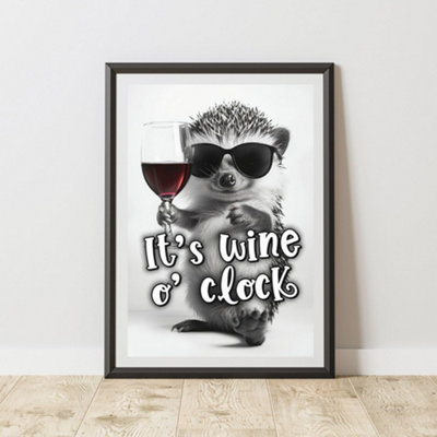 60 Second Makeover Limited Funny Hedgehog It's Wine Oclock Print A4 Size from B&Q