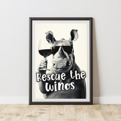 60 Second Makeover Limited Funny Rhino Rescue The Winos Print A4 Size from B&Q
