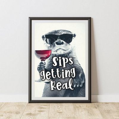 60 Second Makeover Limited Funny Otter Sips Getting Real Print A4 Size from B&Q
