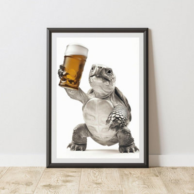 60 Second Makeover Limited Funny Turtle Drinking A Pint Print A4 Size from B&Q