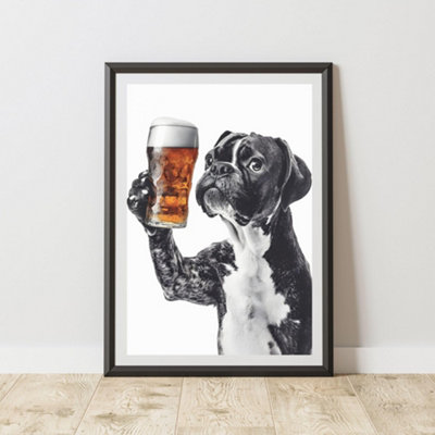 60 Second Makeover Limited Funny Boxer Drinking A Pint Print A3 Size from B&Q