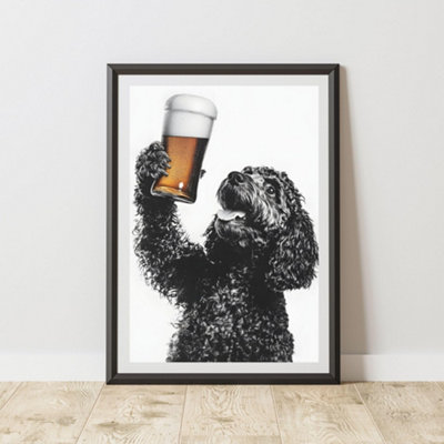 60 Second Makeover Limited Funny Cockapoo Drinking A Pint Print A3 Size from B&Q