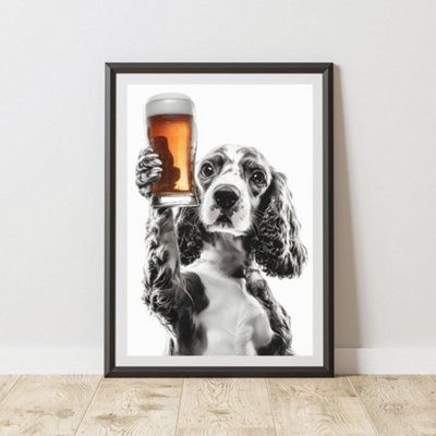 60 Second Makeover Limited Funny Cocker Spaniel Drinking A Pint Print A3 Size from B&Q