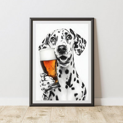 60 Second Makeover Limited Funny Dalamatian Drinking A Pint Print A4 Size from B&Q