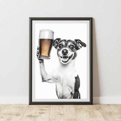 60 Second Makeover Limited Funny Jack Russell Drinking A Pint Print A4 Size from B&Q