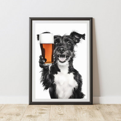 60 Second Makeover Limited Funny Terrier Drinking A Pint Print A4 Size from B&Q