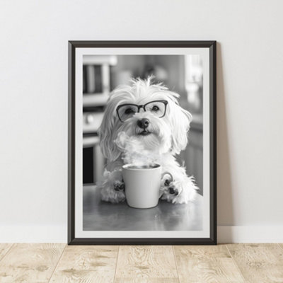 60 Second Makeover Limited Funny Havanese Drinking Coffee Print A3 Size from B&Q