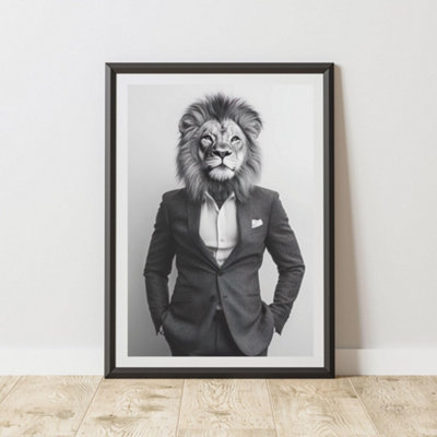 60 Second Makeover Limited Lion Wearing A Suit Print A4 Size from B&Q