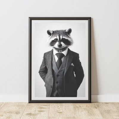 60 Second Makeover Limited Raccoon Wearing A Suit Print A3 Size from B&Q