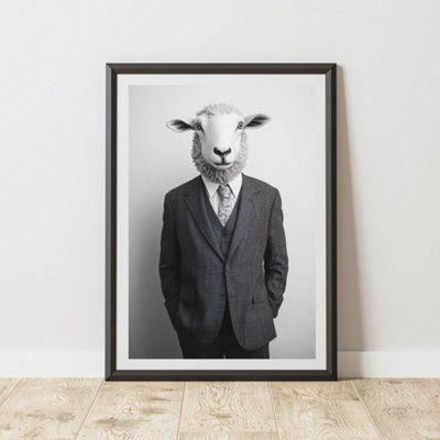 60 Second Makeover Limited Sheep Wearing A Suit Print A3 Size from B&Q