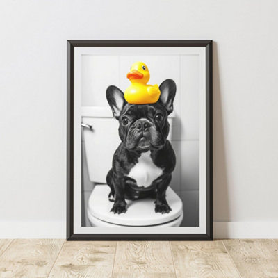 60 Second Makeover Limited French Bulldog Rubber Duck Animal Print A3 Size from B&Q