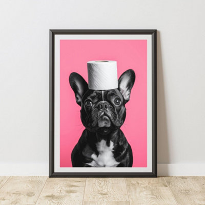 60 Second Makeover Limited French Bulldog Pink Toilet Roll Animal Print A4 Size from B&Q