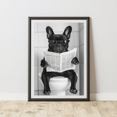 60 Second Makeover Limited French Bulldog Newspaper Toilet Animal Print A4 Size from B&Q