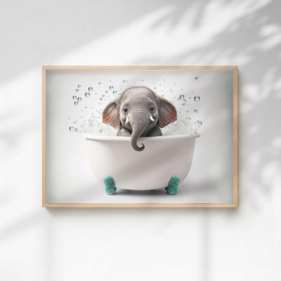 60 Second Makeover Limited Baby Elephant Quirky Animal Print A4 Size from B&Q