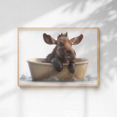 60 Second Makeover Limited Baby Moose Quirky Animal Print A3 Size from B&Q