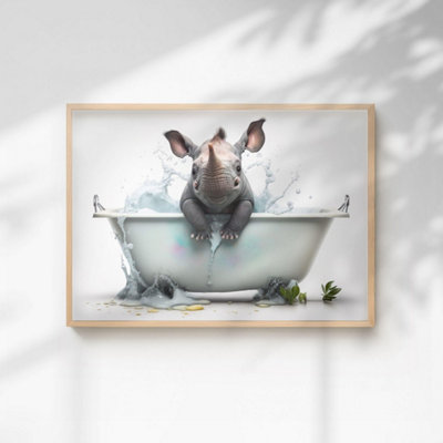 60 Second Makeover Limited Baby Rhino Quirky Animal Print A4 Size from B&Q