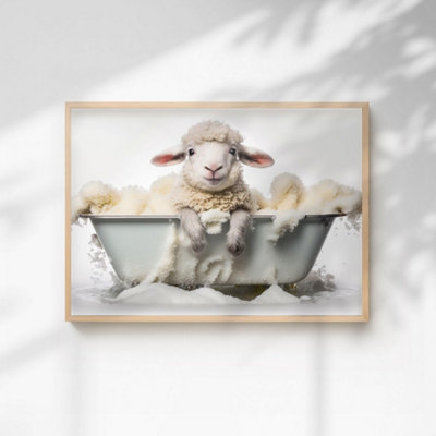 60 Second Makeover Limited Baby Sheep Quirky Animal Print A4 Size from B&Q