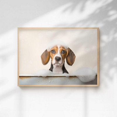 60 Second Makeover Limited Beagle In The Bath Quirky Animal Print A3 Size from B&Q