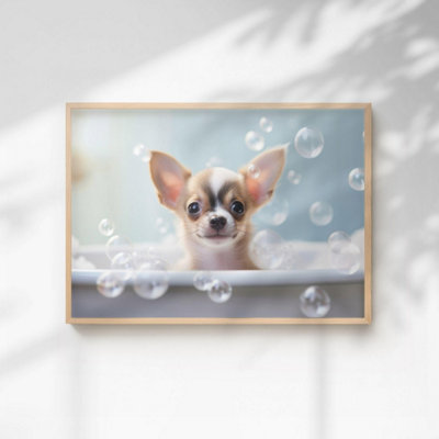 60 Second Makeover Limited Chihuahua In The Bath Quirky Animal Print A3 Size from B&Q