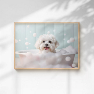 60 Second Makeover Limited Maltese In The Bath Quirky Animal Print A4 Size from B&Q