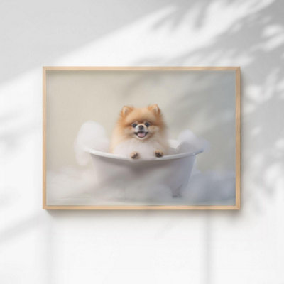 60 Second Makeover Limited Pomeranian In The Bath Quirky Animal Print A4 Size from B&Q