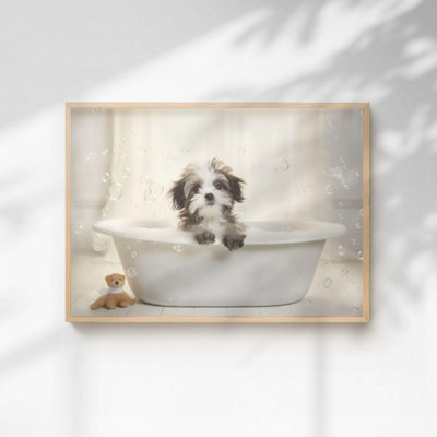 60 Second Makeover Limited Shih Tzu In The Bath Quirky Animal Print A4 Size from B&Q