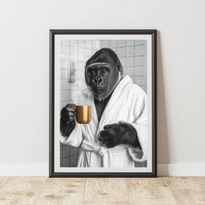 60 Second Makeover Limited Gorilla Gold Coffee Cup Quirky Animal Print A4 Size from B&Q