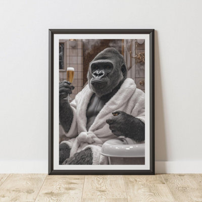 60 Second Makeover Limited Gorilla Champagne Quirky Animal Print A3 Size from B&Q