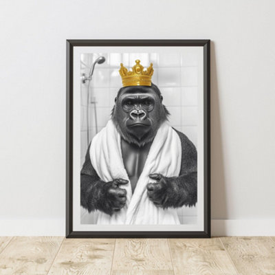 60 Second Makeover Limited Gorilla Crown Shower Quirky Animal Print A4 Size from B&Q