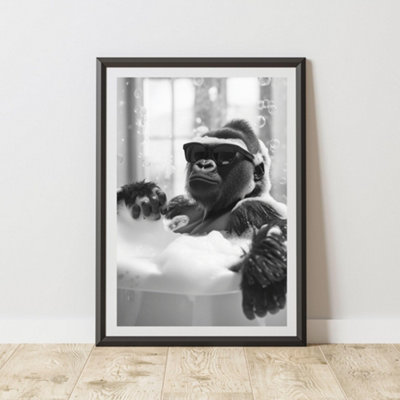 60 Second Makeover Limited Gorilla Bubbles Quirky Animal Print A4 Size from B&Q