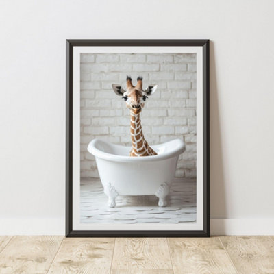 60 Second Makeover Limited Baby Giraffe Quirky Animal Print A3 Size from B&Q