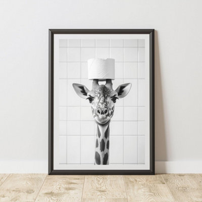 60 Second Makeover Limited Giraffe Toilet Roll On Head Quirky Animal Print Bathroom Accessories Wall Art Posters Pictures For Bathroom Walls Home Accessories Home Decoration No Frame - A4 - Image 3