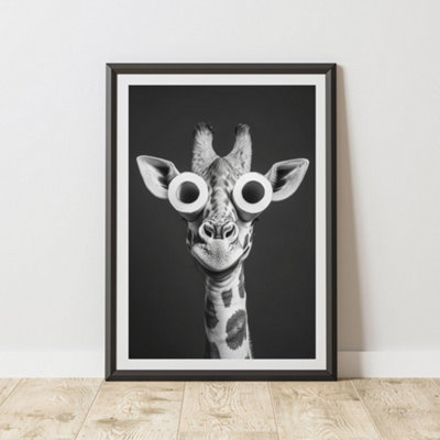 60 Second Makeover Limited Giraffe Toilet Roll Eyes Quirky Animal Print A4 Size from B&Q