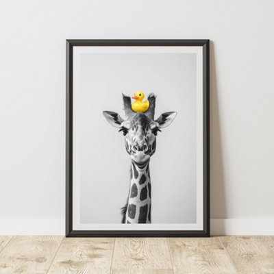 60 Second Makeover Limited Giraffe Rubber Duck On Head Quirky Animal Print A3 Size from B&Q