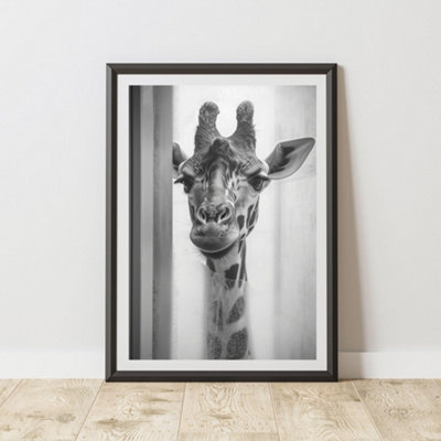 60 Second Makeover Limited Giraffe In The Shower Quirky Animal Print A3 Size from B&Q