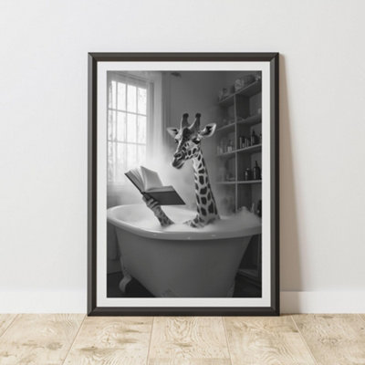 60 Second Makeover Limited Giraffe Book In Bath Quirky Animal Print A3 Size from B&Q
