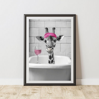 60 Second Makeover Limited Giraffe Pink Headband Quirky Animal Print A3 Size from B&Q