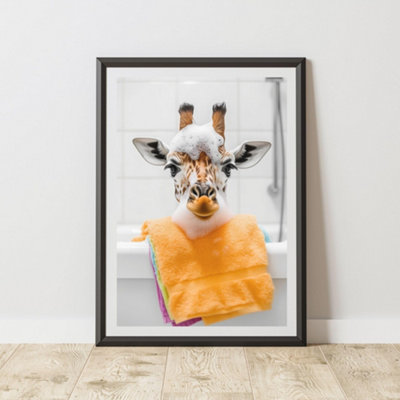 60 Second Makeover Limited Giraffe Colourful Towels Bath Quirky Animal Print A4 Size from B&Q