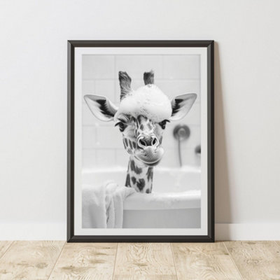 60 Second Makeover Limited Giraffe Bubbles Head Quirky Animal Print A4 Size from B&Q